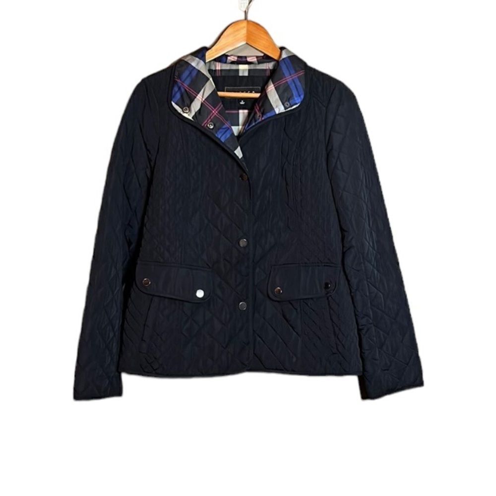 Giacca light-weight navy quilted coat. Size small‎